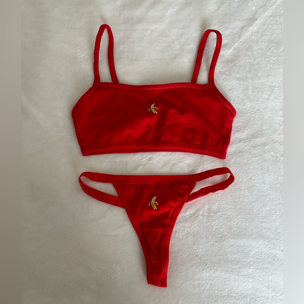 bedazzled bra and panty set